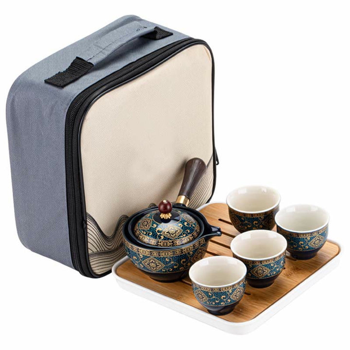 Buddha Stones Chinese Gongfu Tea Set Design Ceramic Teapot Portable Gift Bag - image 19