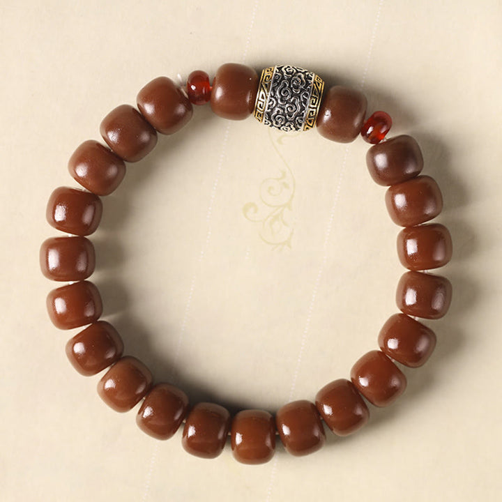 Buddha Stones Bodhi Seed Auspicious Cloud Fu Character Bead Peace Bracelet - Brown Bodhi Seed(Wrist Circumference 14-15cm) - Auspicious Cloud - image 12