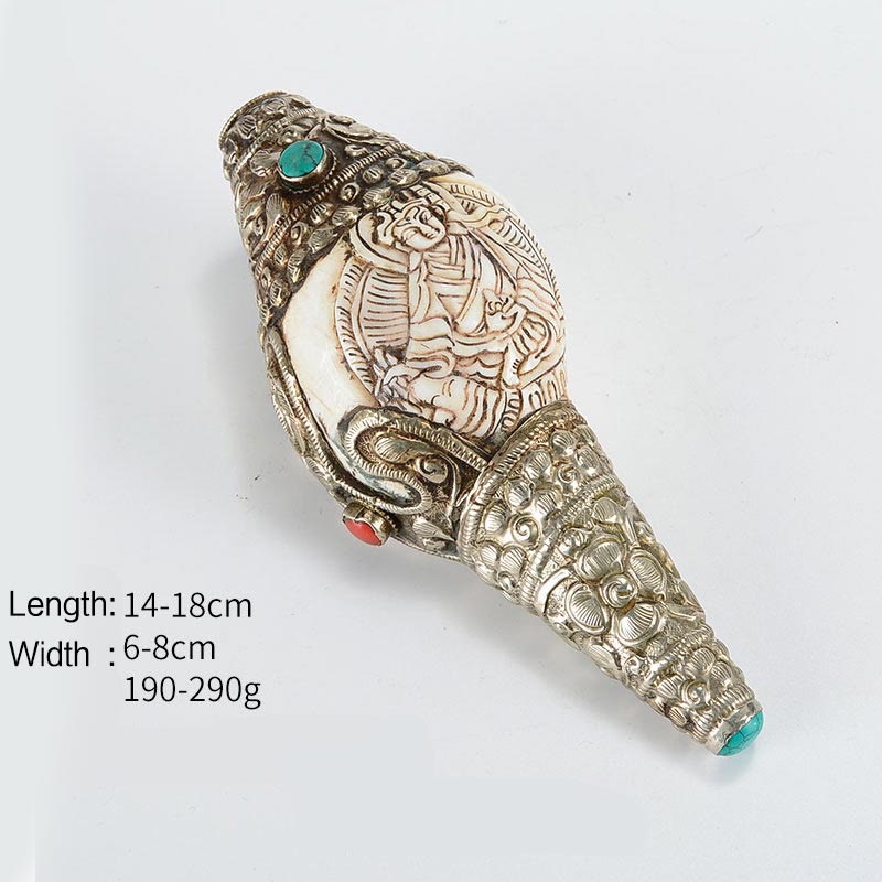 Tibetan Handmade Engraved Shankha Buddha Conch Shell Wealth Positive Decoration - Guru Rinpoche - image 14