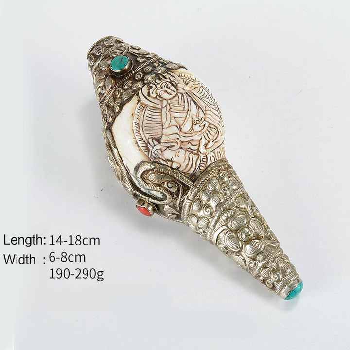 Tibetan Handmade Engraved Shankha Buddha Conch Shell Wealth Positive Decoration - Guru Rinpoche - image 14