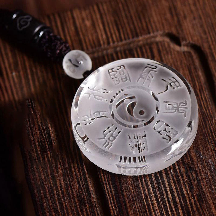 Buddha Stones Taoism Five Sacred Mountains Yin Yang Symbol Liuli Crystal Balance Necklace Pendant Key Chain - image 3