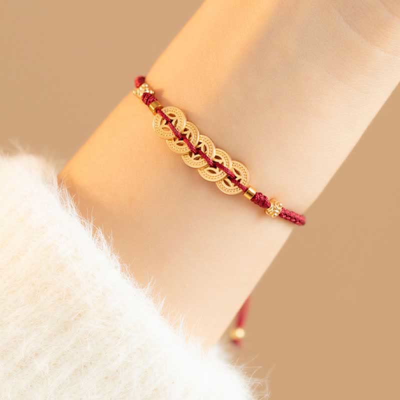 Buddha Stones Copper Coin Fortune Tree Luck Strength Braided Bracelet - image 3