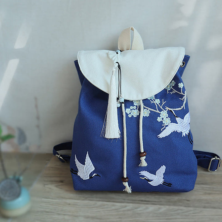 Buddha Stones Handmade Embroidered Large Capacity Canvas Backpack - image 23