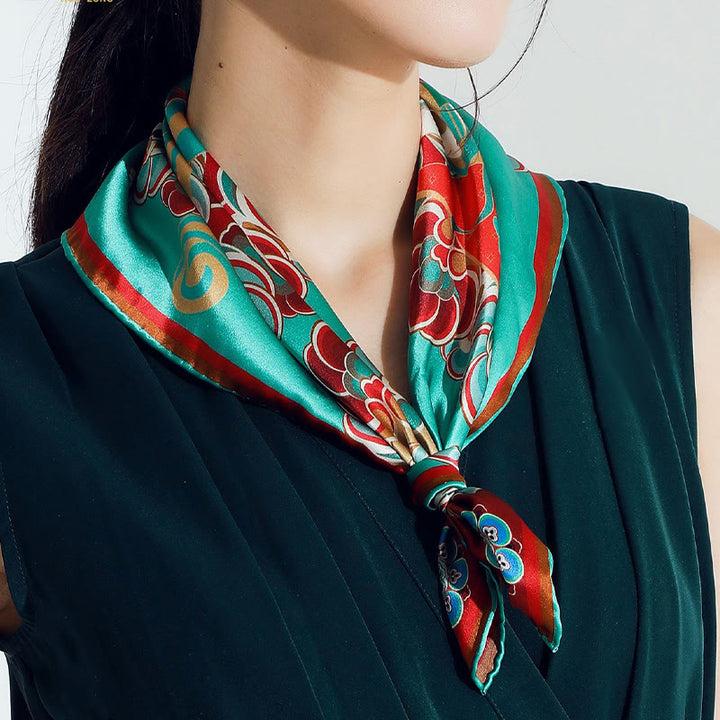 Buddha Stones Dunhuang Rebound Pipa Flying Frescoes 100% Mulberry Silk Scarf Premium Grade 6A Dunhuang Shawl - image 15