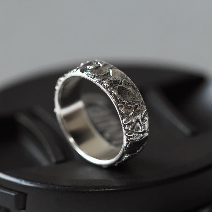 Buddha Stones Rock Pattern Luck Blessing Copper Ring - image 4