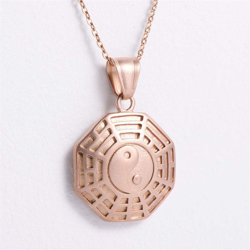 Buddha Stones Bagua Yin Yang Titanium Steel Balance Necklace Chain Pendant - image 9