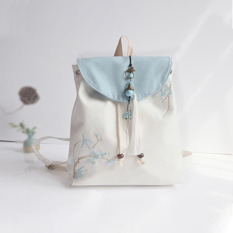Buddha Stones Handmade Embroidered Large Capacity Canvas Backpack - image 50