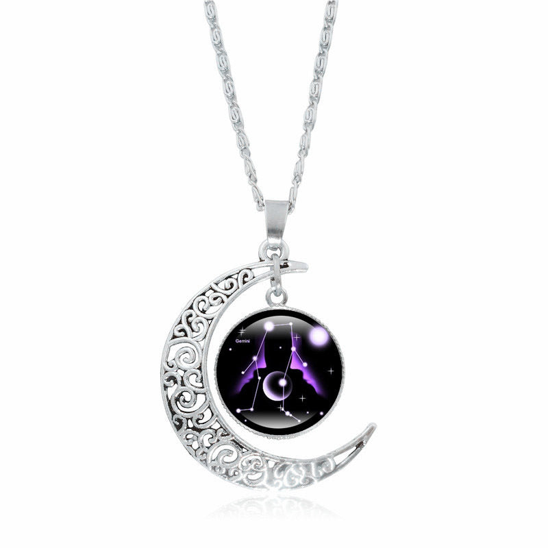 Buddha Stones 12 Constellations of the Zodiac Moon Protection Necklace Chain Pendant - image 0