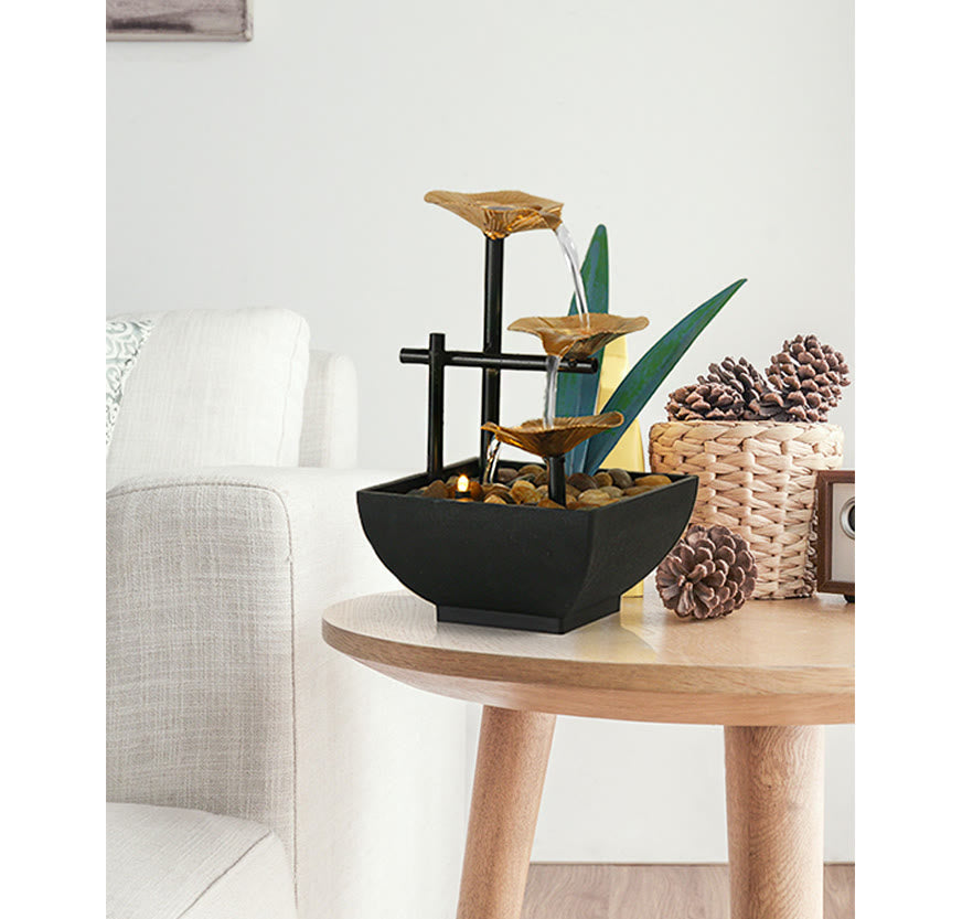 Buddha Stones Three Layers Waterfall Fountain Tabletop Lotus Ornaments With River Rocks Desktop Decoration - image 13