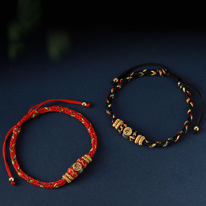 Buddha Stones Chinese Zodiac Natal Buddha Silver Luck Braided String Bracelet - image 4