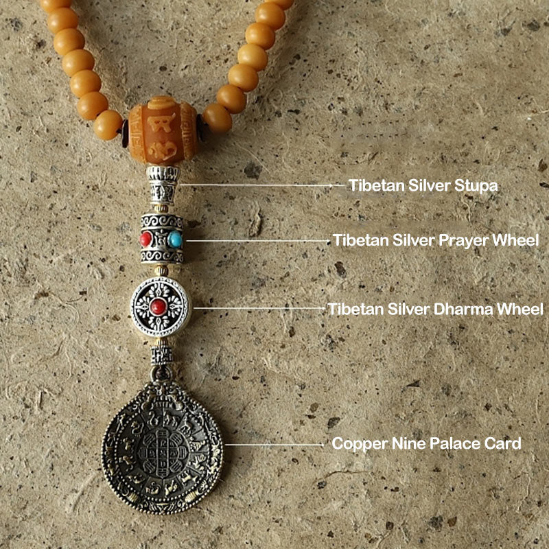 Buddha Stones Tibet 108 Mala Beads Bodhi Seed Bagua Vajra Wealth Bracelet - image 6
