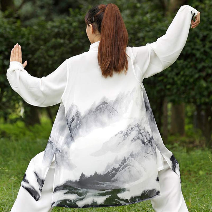 3Pcs Ink Painting Meditation Prayer Spiritual Zen Tai Chi Qigong Practice Unisex Clothing Set - image 5