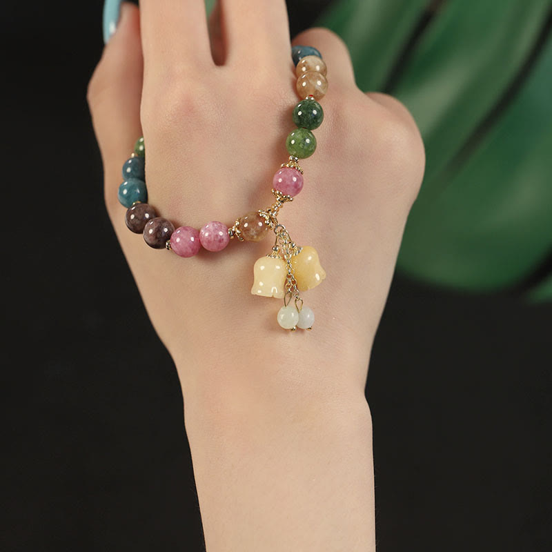 Buddha Stones Natural Colorful Tourmaline Flower Bead Love Bracelet - image 11