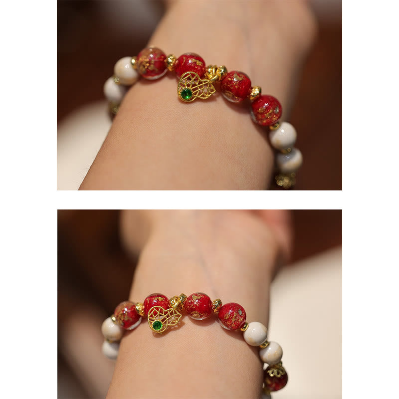 Buddha Stones Gourd God Of Wealth Charm Fortune Liuli Glass Bead Incense Ash Porcelain Bead Bracelet - image 6