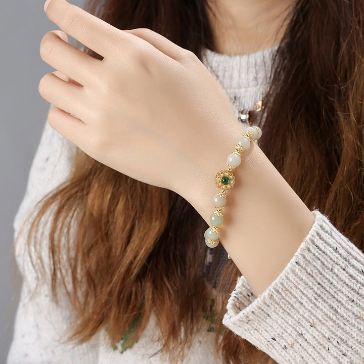 Buddha Stones Natural Jade Prosperity Bead Chain Bracelet - image 6