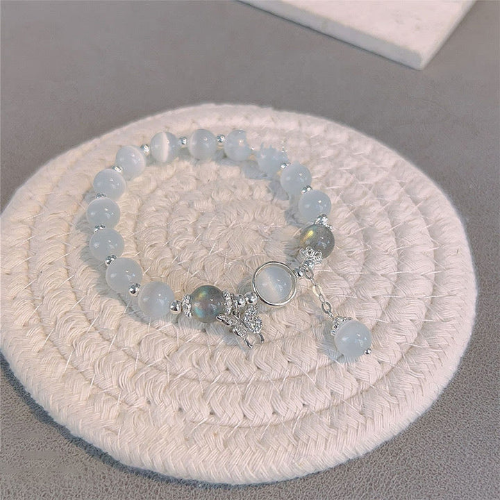 Buddha Stones Cat's Eye Moonstone Butterfly Star Charm Support Bracelet - image 5