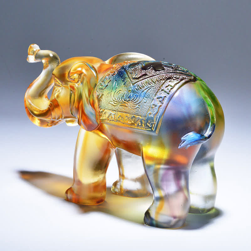 Handmade Liuli Crystal Elephant Art Piece Wisdom Wealth Home Decoration - image 4