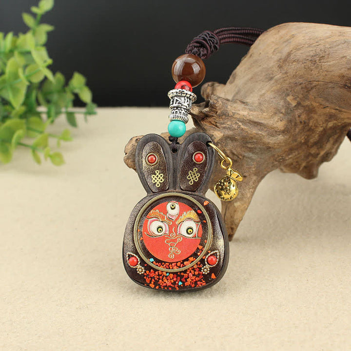 Tibet Ebony Five God of Wealth Thangka Necklace Pendant - image 4