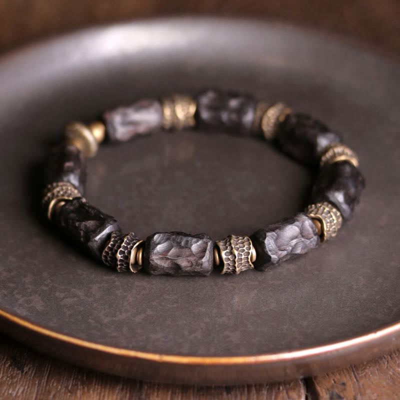 Buddha Stones Tibetan Ebony Wood Copper Calm Peace Bracelet - 18cm - Regular Type - image 0