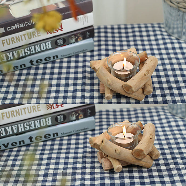 Buddha Stones Wood Candlestick Home Candle Holder Decoration - image 15