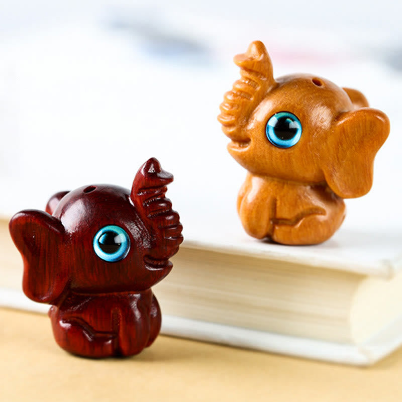 Buddha Stones Sandalwood Small Leaf Red Sandalwood Green Sandalwood Lucky Mini Elephant Carved Protection Decoration - image 23