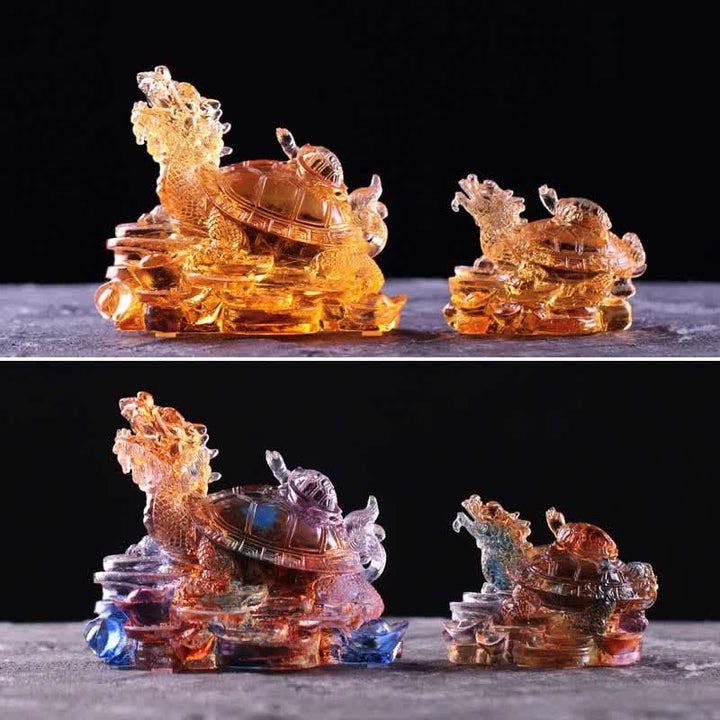 Buddha Stones Feng Shui Dragon Turtle Coins Handmade Liuli Crystal Luck Art Piece Home Office Decoration - image 18