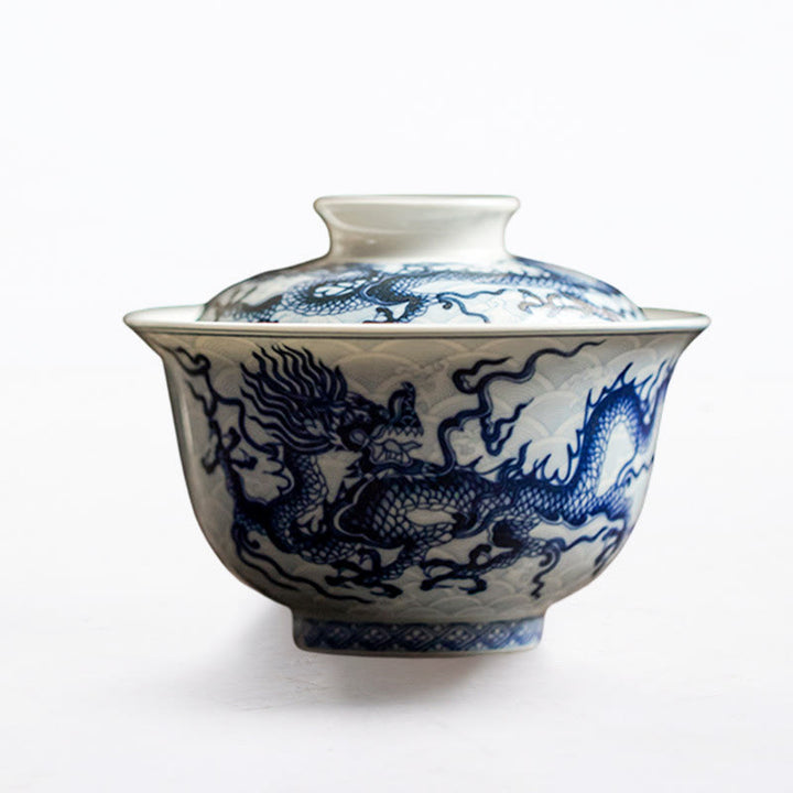 Buddha Stones Blue Dragon Design Ceramic Teacup Kung Fu Tea Cups - image 12