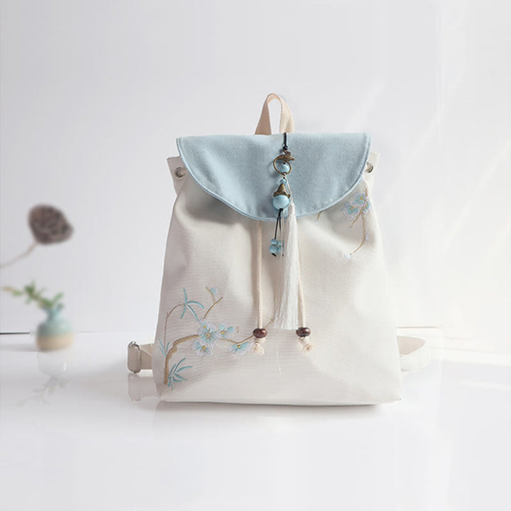 Buddha Stones Handmade Embroidered Large Capacity Canvas Backpack - image 49