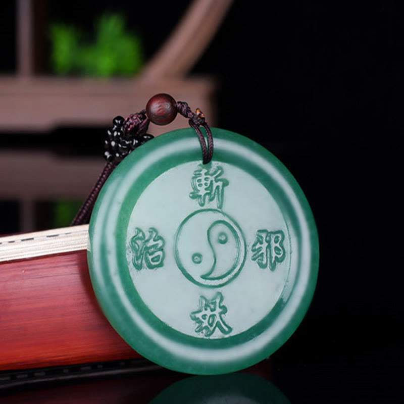 Buddha Stones Green Aventurine Yin Yang Balance Necklace Pendant - image 2