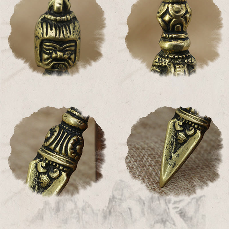 Buddha Stones Handmade Nepal Small Vajra Dorje Engraved Enlightenment Copper Decoration - image 6