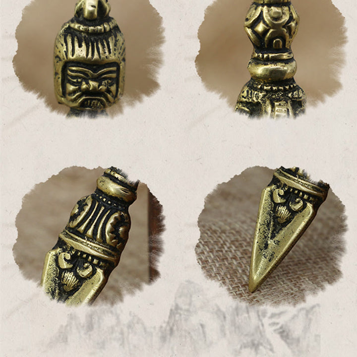 Buddha Stones Handmade Nepal Small Vajra Dorje Engraved Enlightenment Copper Decoration - image 6