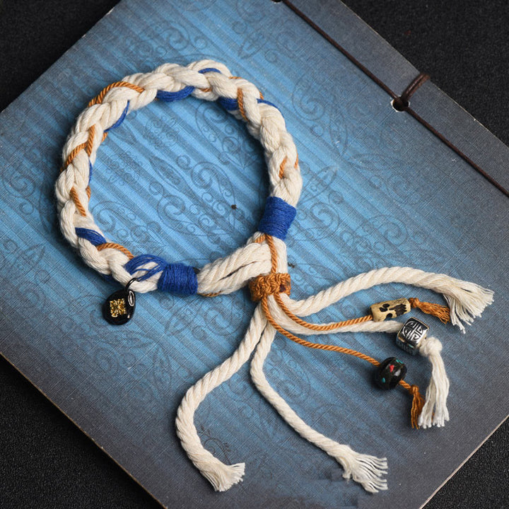 Buddha Stones Tibet Zakiram Goddess of Wealth Thangka Handmade Luck Bracelet - Zakiram Goddess of Wealth Bracelet - image 0