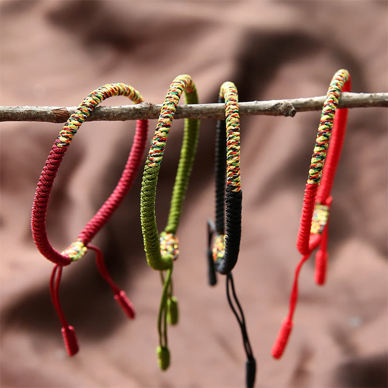 Buddha Stones Tibetan Handmade Multicolor King Kong Knot Luck Strength Braided Bracelet - image 1