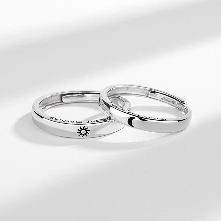 Buddha Stones 925 Sterling Silver Sun Moon Protection Adjustable Couple Ring - image 6