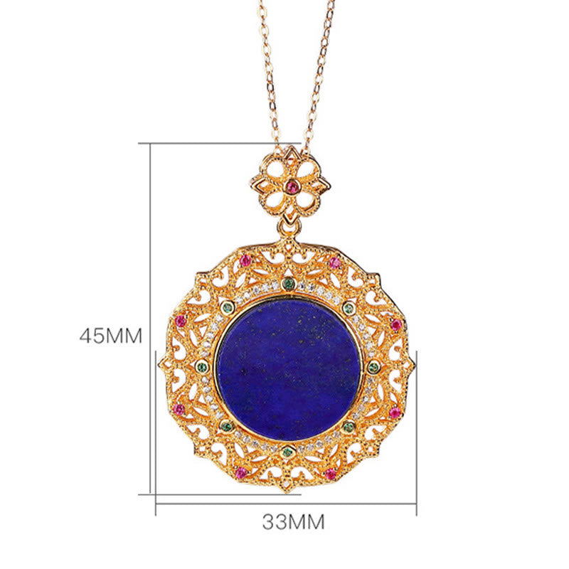 Buddha Stones 925 Sterling Silver Plated Gold Lazurite Positive Necklace Pendant - image 5