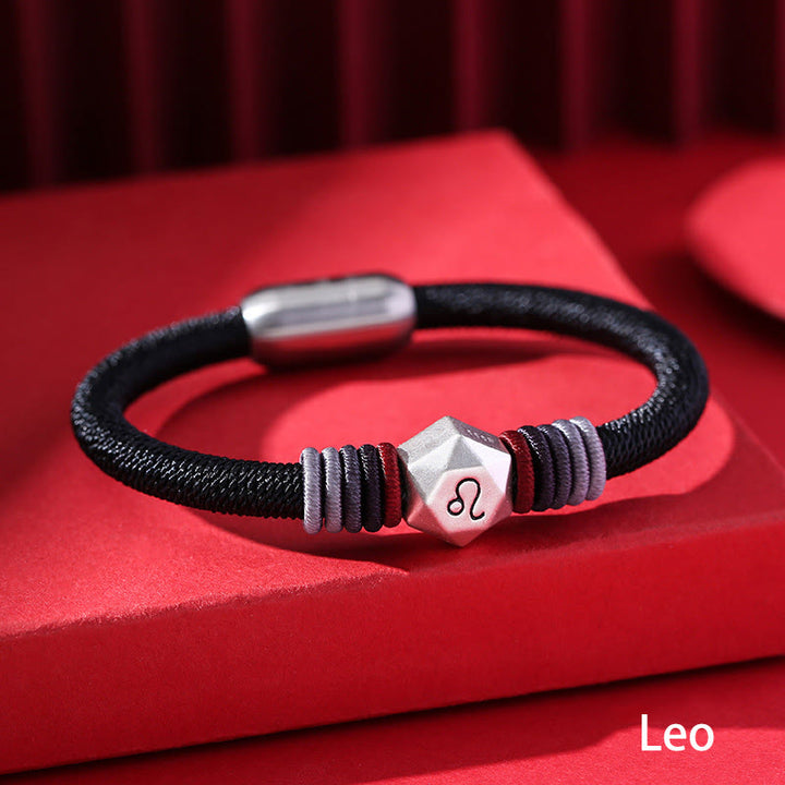 Buddha Stones 999 Sterling Silver 12 Constellations of the Zodiac Blessing Handmade String Bracelet - Leo - image 11