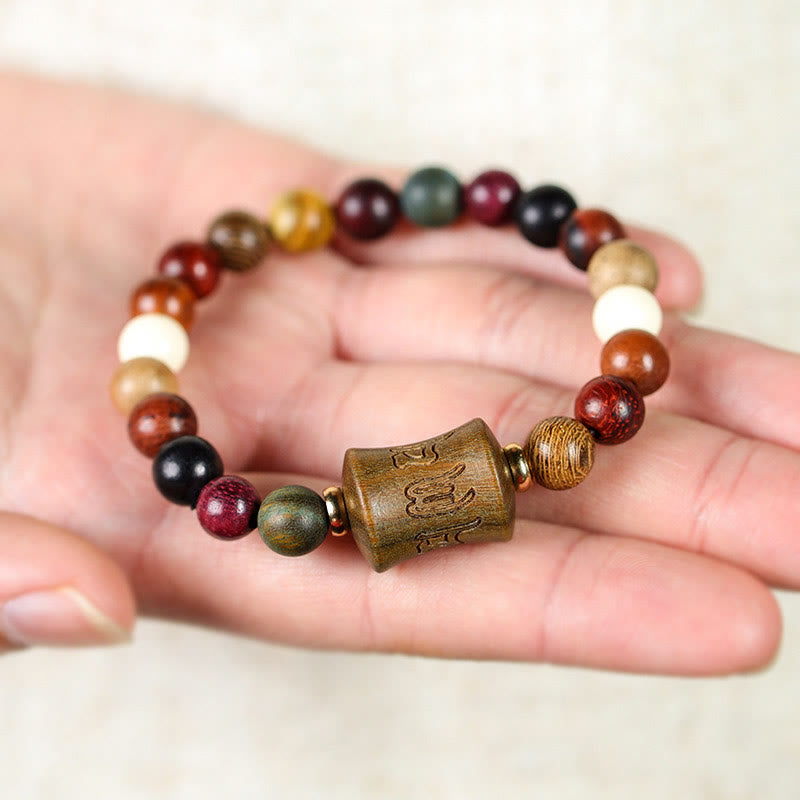 Buddha Stones Tibet Multicolored Sandalwood Om Mani Padme Hum Protection Bracelet - image 3
