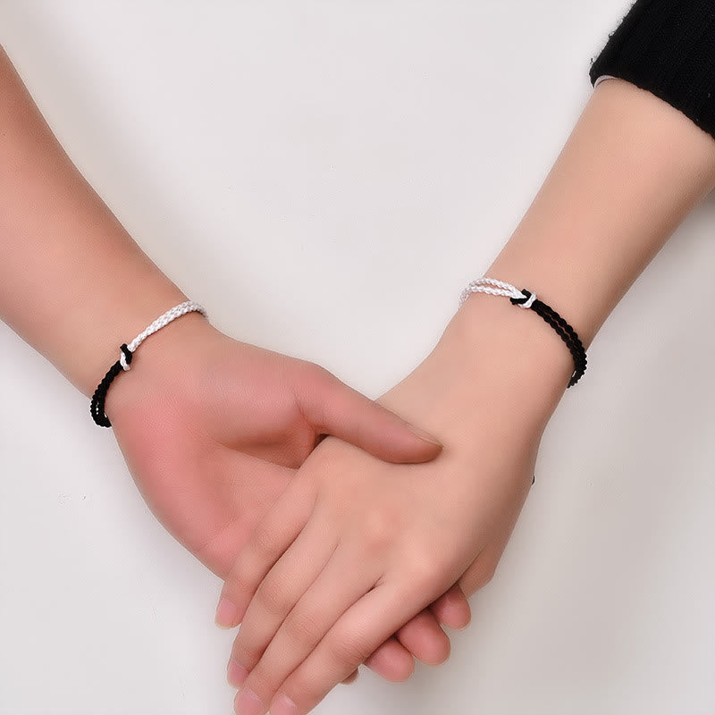 Buddha Stones Handmade Black White Rope Braided Healing Bracelet - image 4