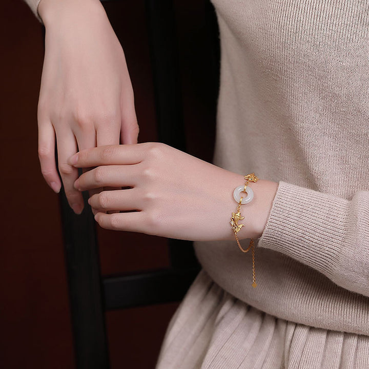 Buddha Stones White Jade Koi Fish Prosperity Bracelet - image 3