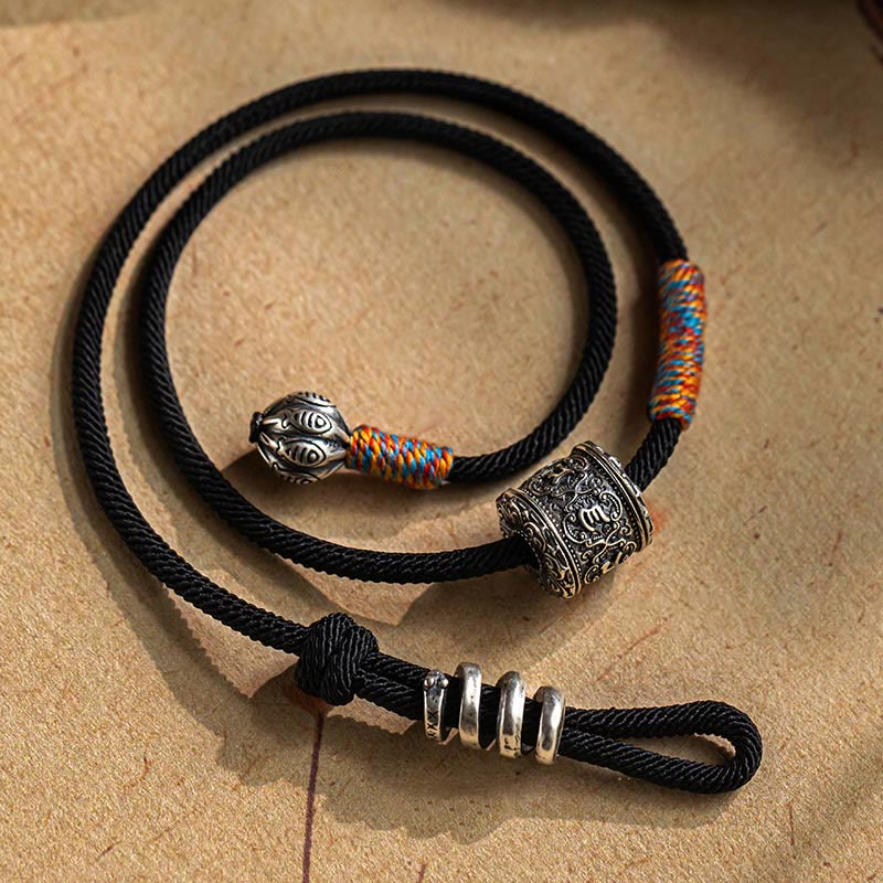 Buddha Stones Tibetan Om Mani Padme Hum Carved Amulet Double Wrap Bracelet - image 1