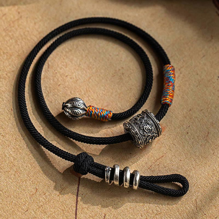 Buddha Stones Tibetan Om Mani Padme Hum Carved Amulet Double Wrap Bracelet - image 1