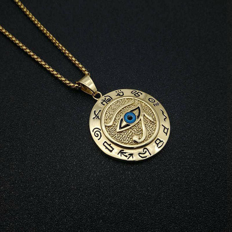 Buddha Stones Eye of Horus Protection Necklace Pendant - Gold - image 0