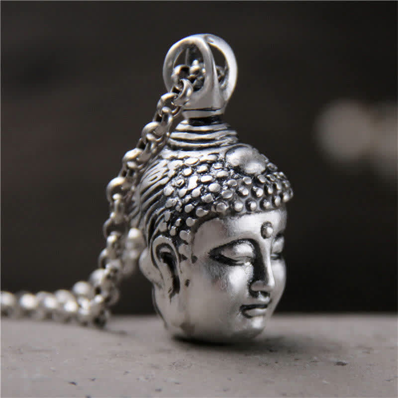 Buddha Stones 999 Sterling Silver Buddha Demon Serenity Necklace Pendant - Buddha(Only Pendant)-999 Sterling Silver - image 0
