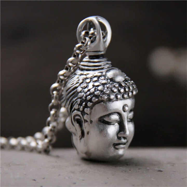 Buddha Stones 999 Sterling Silver Buddha Demon Serenity Necklace Pendant - Buddha(Only Pendant)-999 Sterling Silver - image 0