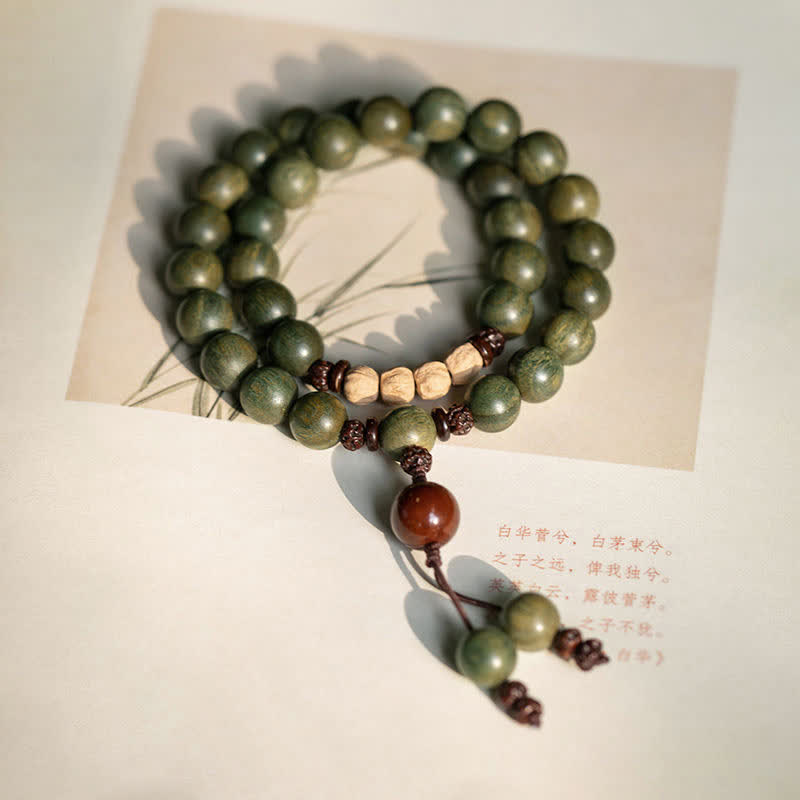 Buddha Stones Green Sandalwood Positive Peace Bracelet - 10mm - 18cm - image 7