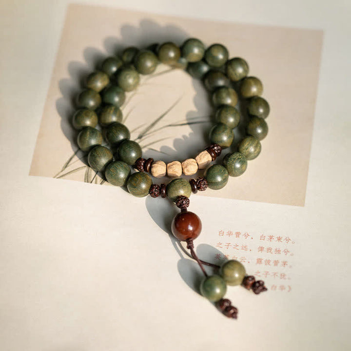 Buddha Stones Green Sandalwood Positive Peace Bracelet - 10mm - 18cm - image 7