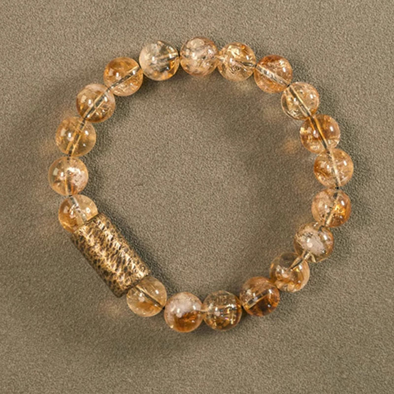 Buddha Stones Natural Citrine Crystal Brass Bead Protection Bracelet - image 4