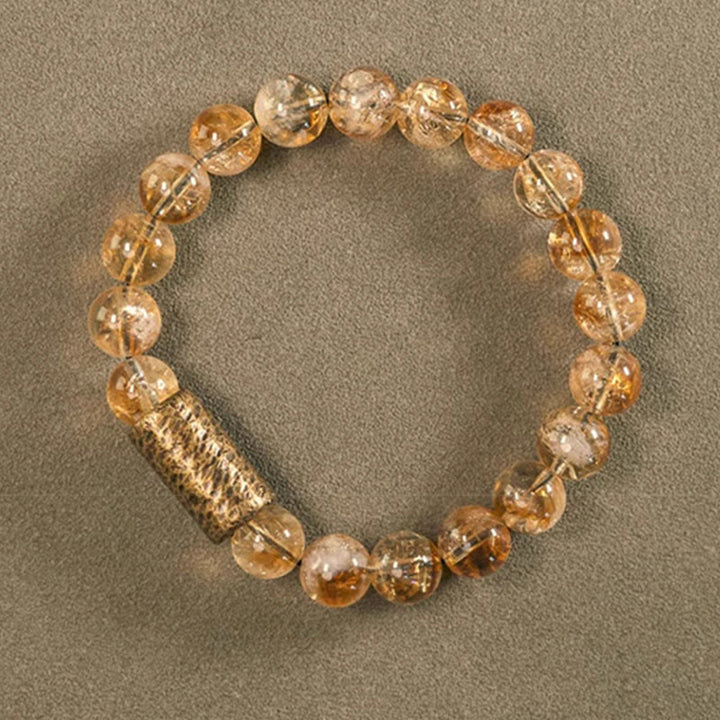 Buddha Stones Natural Citrine Crystal Brass Bead Protection Bracelet - image 4