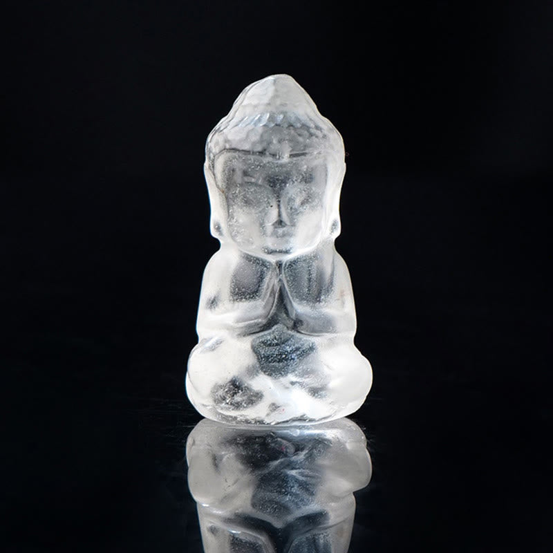 Buddha Stones Various Crystal Amethyst Pink Crystal White Crystal Citrine Buddha Carved Spiritual Healing Necklace Pendant Decoration - White Crystal - Decoration 1.4*2.6cm - image 9
