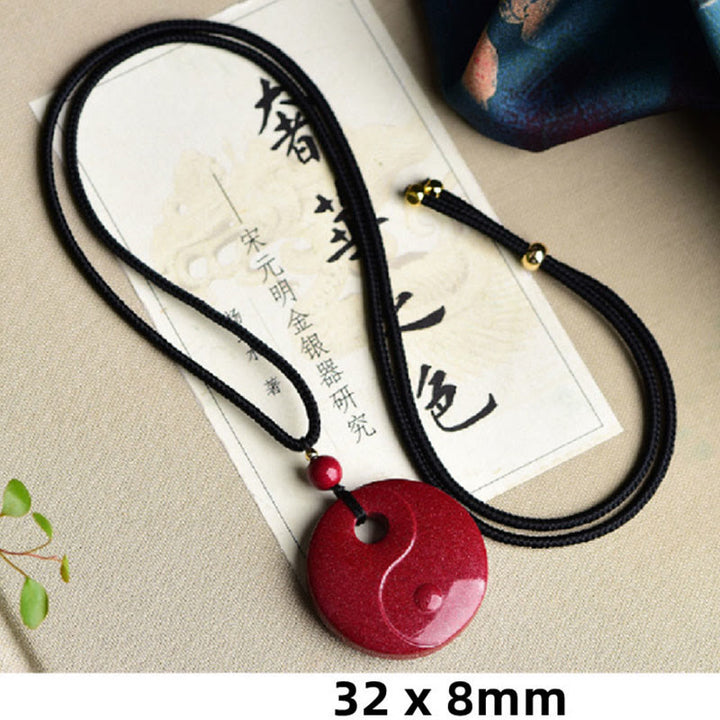 Buddha Stones Laughing Buddha Yin Yang Chinese Zodiac Gourd Natural Cinnabar Blessing Necklace Pendant - image 12